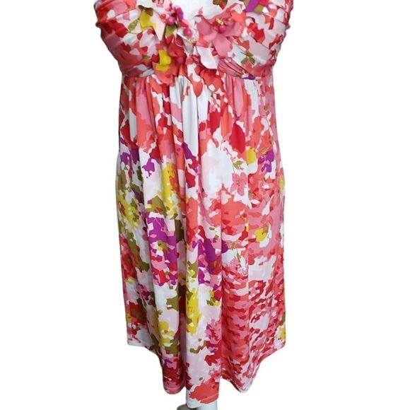 Muse Multicolor with Beads & Fabric Flowers Empire Cut Dress Sz 2 - Picture 8 of 13